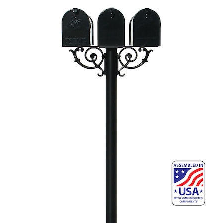 Qualarc The Hanford TRIPLE mailbox post system w/Scroll Supports HPWS3-US-000-E1